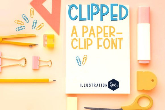 Clipped: A Blocky Sans Serif Font with Paper Clip Accents